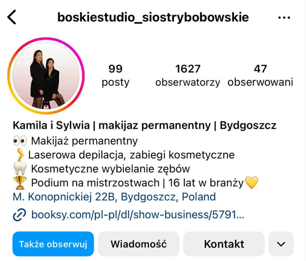 Link w bio na Instagramie – widok aktywnego linku w profilu